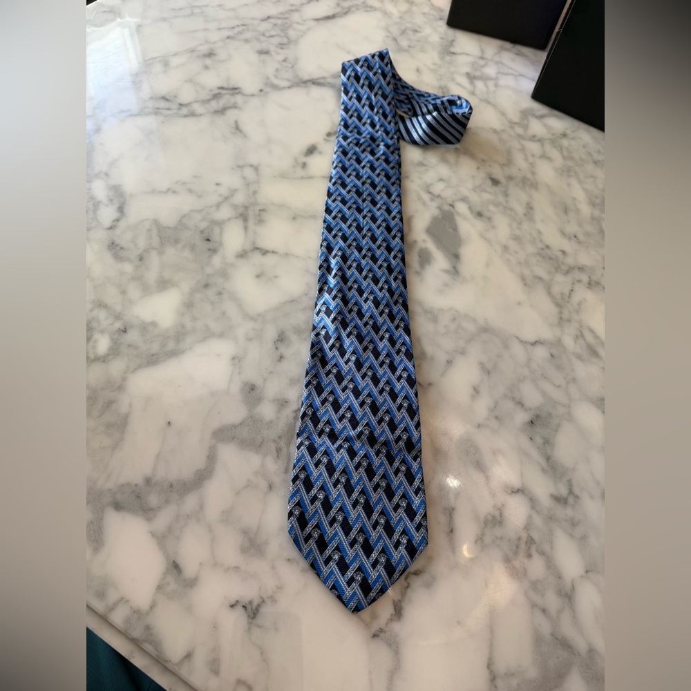 Versace Blue Geometric Silk Tie